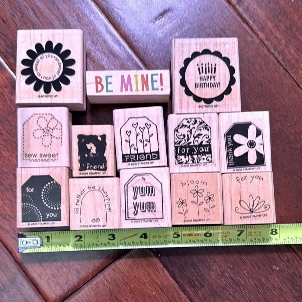 Wooden Rubber Stamp Set with Colorful 'Be Mine' Block